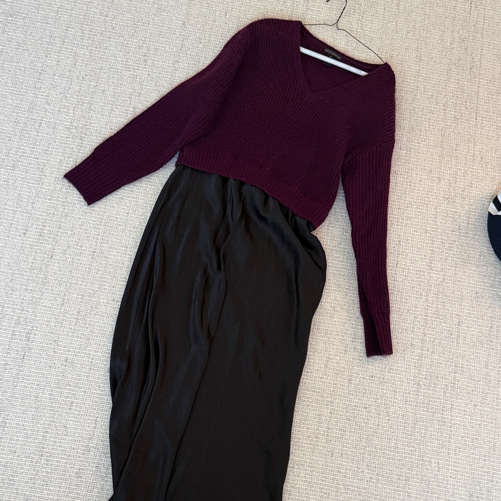 Chic maroon dark Maxi sweater dress design 365